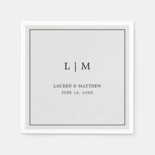 Serviette En Papier Lauren Silver Monogramme Mariage élégant