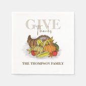 Serviette En Papier L'automne donne Merci Cornucopia Thankesgiving (Devant)