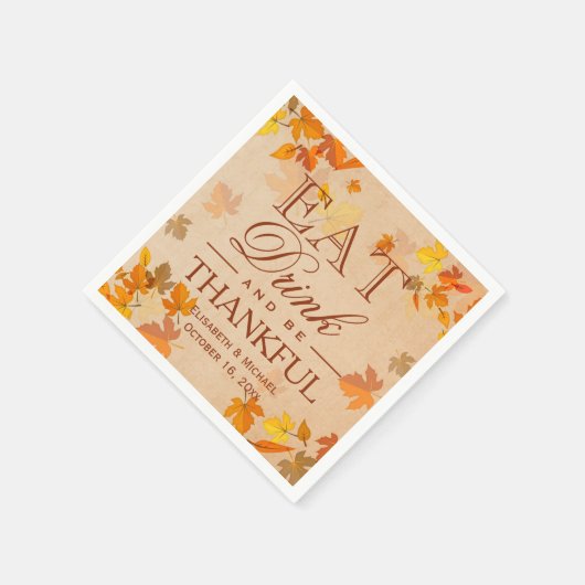 Serviette En Papier L'automne laisse manger Boire et être un Mariage d (Coin)