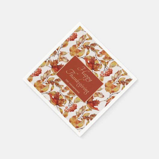 Serviette En Papier L'Automne Russe quitte Thanksgiving (Coin)