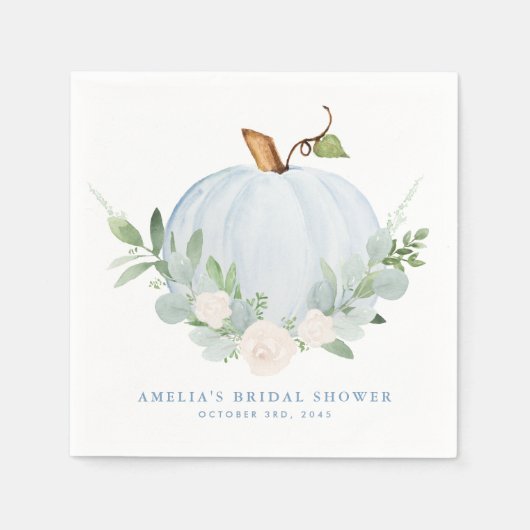 Serviette En Papier Lavage à l'eau Bleu Citrouille Automne Mariage (Devant)