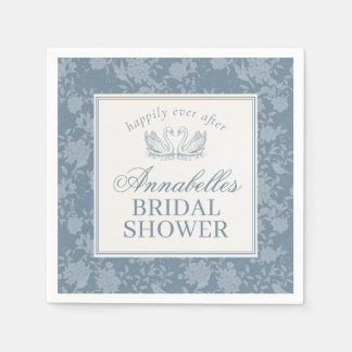 Serviette En Papier Lavage de dentelle bleue Vintage Floral Mariage