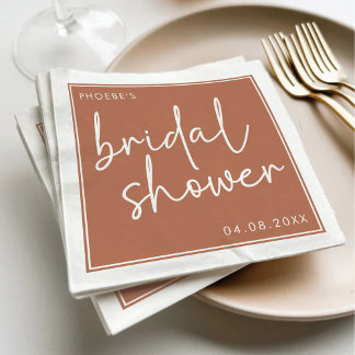 Serviette En Papier Lavage de mariage minimaliste Terracotta