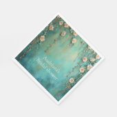 Serviette En Papier Lavage de mariée Fleurs roses sarcelle romantique (Coin)