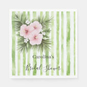Serviette En Papier Lavage d'Hibiscus Rose Fleurs Bandes Vertes Mariag (Devant)