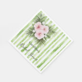 Serviette En Papier Lavage d'Hibiscus Rose Fleurs Bandes Vertes Mariag (Coin)