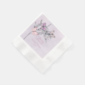 Serviette En Papier Lavande Aquarelle Leaf et Papillons Mariée (Coin)