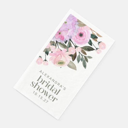 Serviette En Papier Lavande Bohème Rose Fleurs Aquarelle Enterrement d (Coin)