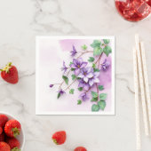 Serviette En Papier Lavande Clematis Vine Aquarelle (En situation)