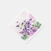Serviette En Papier Lavande Clematis Vine Aquarelle (Coin)