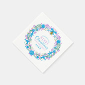 Serviette En Papier Lavande et couronne de Noël bleu Joyeux Noël (Coin)