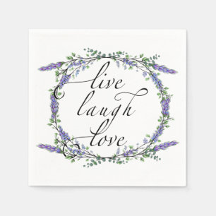 Serviette En Papier Lavande et Eucalyptus Live Laugh Love