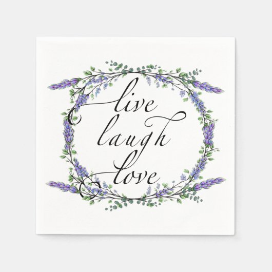 Serviette En Papier Lavande et Eucalyptus Live Laugh Love (Devant)