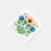 Serviette En Papier Lavande et Jaune de fleurs folkloriques polonaises (Coin)