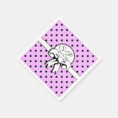 Serviette En Papier Lavande et Polka Noir Pot Blanc Bow Personnaliser (Coin)