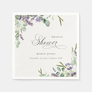 Serviette En Papier Lavande Eucalyptus Feuillage Floral Mariage