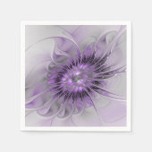 Serviette En Papier Lavande Fleur Dream Moderne Abstrait Fractal Art (Devant)
