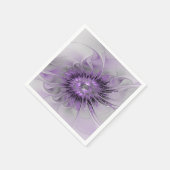 Serviette En Papier Lavande Fleur Dream Moderne Abstrait Fractal Art (Coin)