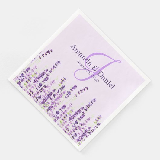 Serviette En Papier Lavande Fleurs violettes Légères (Coin)