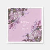 Serviette En Papier Lavande, Lilacs et Roses, Mariage (Devant)