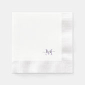 Serviette En Papier Lavande Monogramme Swash Script Cocktail blanc (Devant)