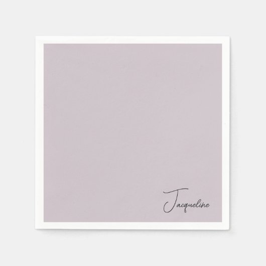 Serviette En Papier Lavande Nom de script personnalisé Douche Cocktail (Devant)