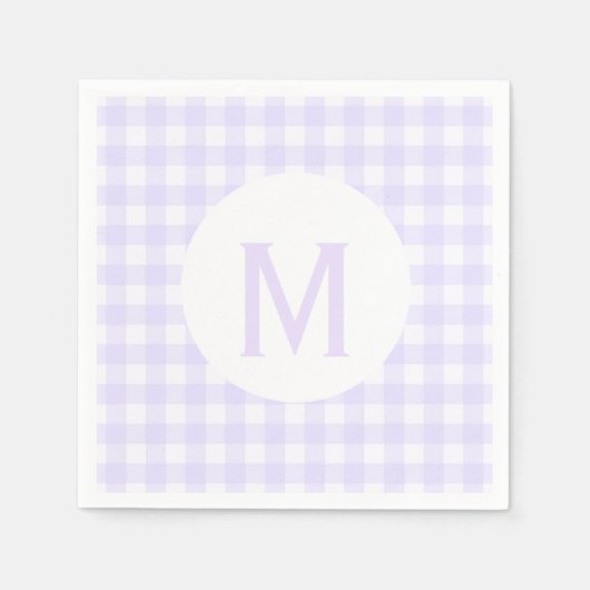 Serviette En Papier Lavande pâle simple En vichy Monogramme (Devant)