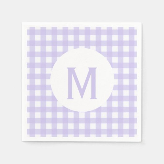 Serviette En Papier Lavande pâle simple En vichy Monogramme (Devant)