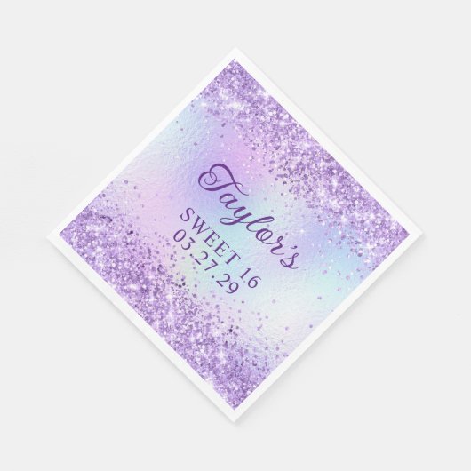 Serviette En Papier Lavande Parties scintillant Pale Iridescente Foil  (Coin)
