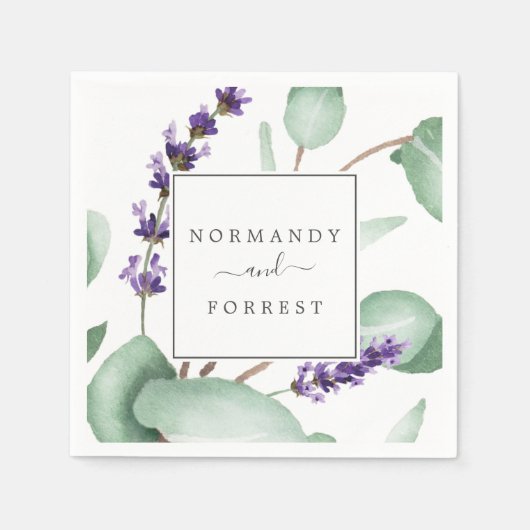 Serviette En Papier Lavande rustique et Mariage d'eucalyptus (Devant)