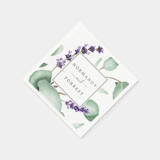 Serviette En Papier Lavande rustique et Mariage d'eucalyptus (Coin)