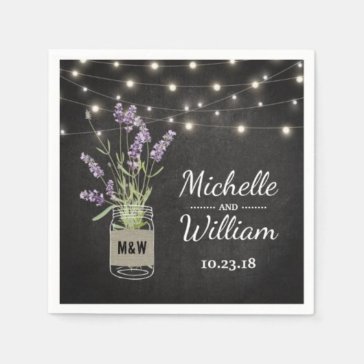 Serviette En Papier Lavande Rustique Mason Jar Mariage (Devant)