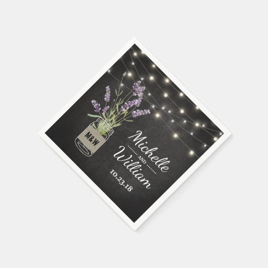 Serviette En Papier Lavande Rustique Mason Jar Mariage (Coin)