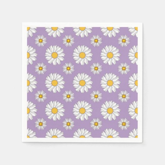 Serviette En Papier Lavande violet blanc marguerite Mariage floral (Devant)