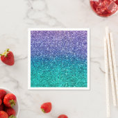 Serviette En Papier Lavande violet et Turquoise Aqua Green Sparkly Par (En situation)