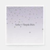 Serviette En Papier Lavande Violet Ombre Argent Confetti Sparkle (Devant)