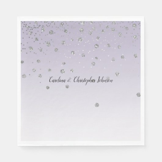 Serviette En Papier Lavande Violet Ombre Argent Confetti Sparkle (Devant)