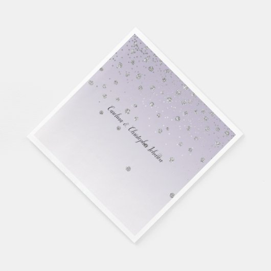Serviette En Papier Lavande Violet Ombre Argent Confetti Sparkle (Coin)