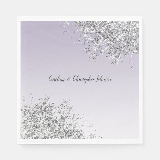 Serviette En Papier Lavande violet ombre Parties scintillant argent ét (Devant)