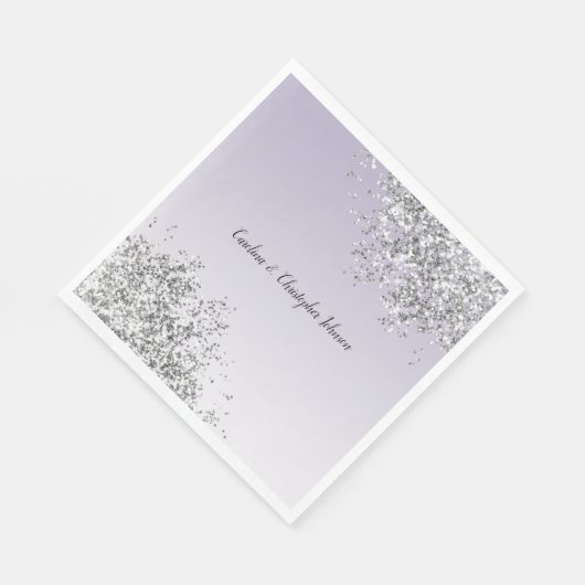 Serviette En Papier Lavande violet ombre Parties scintillant argent ét (Coin)
