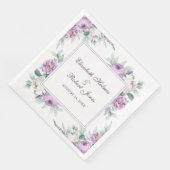 Serviette En Papier Lavande violet pivoines blanches Mariage serviette (Coin)