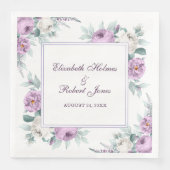 Serviette En Papier Lavande violet pivoines blanches Mariage serviette (Devant)