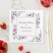 Serviette En Papier Lavande violet pivoines blanches Mariage serviette (En situation)