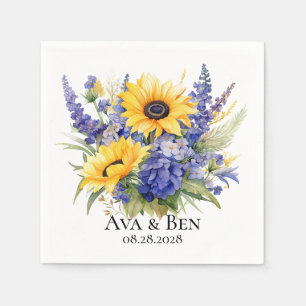 Serviette En Papier Lavande violette avec Mariage de tournesol
