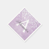 Serviette En Papier Lavande violette blanc Confetti Monogramme Anniver (Coin)