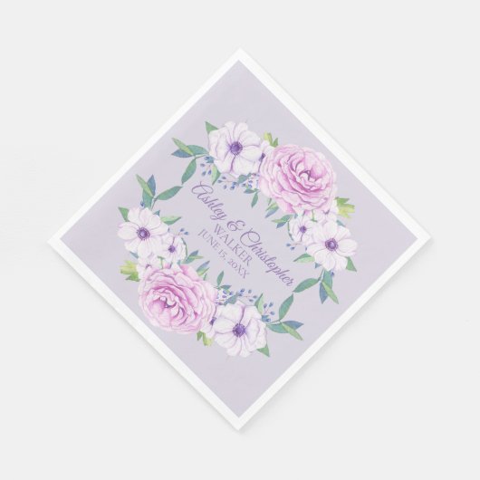 Serviette En Papier Lavande violette Lavande Floral Mariage personnali (Coin)