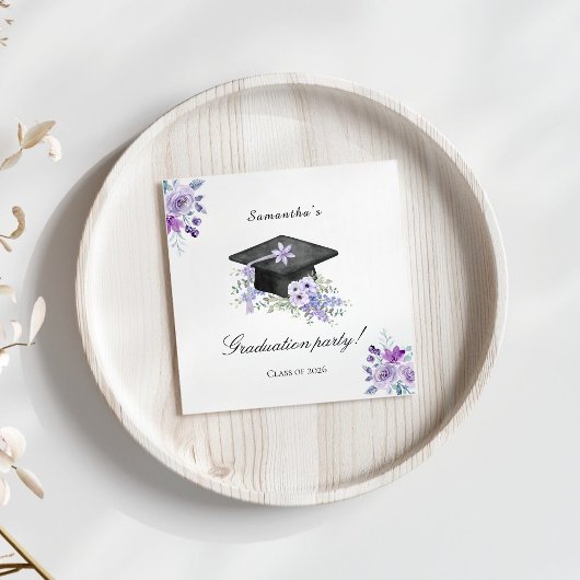 Serviette En Papier  Lavander Purple Floral Graduation 