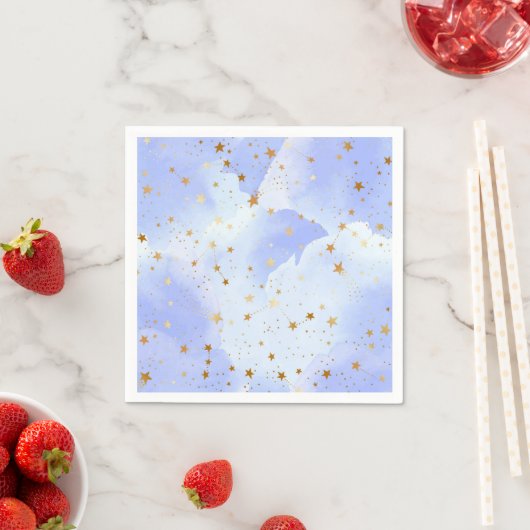 Serviette En Papier Lavendar Golden Star Motif (En situation)