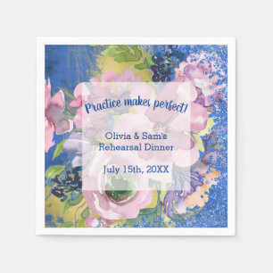 Serviette En Papier Lavender Blues Aquarelle Florale Dîner de répétiti