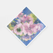 Serviette En Papier Lavender Blues Aquarelle Parties scintillant flora (Coin)